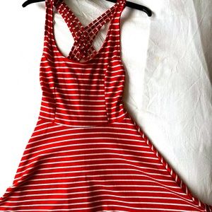 Red and white stripe dress